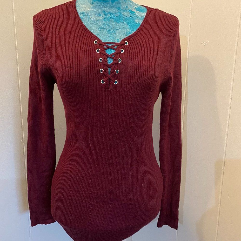 No Boundaries V Neck Fitted Women Sweater Size Juniors 19 XXL